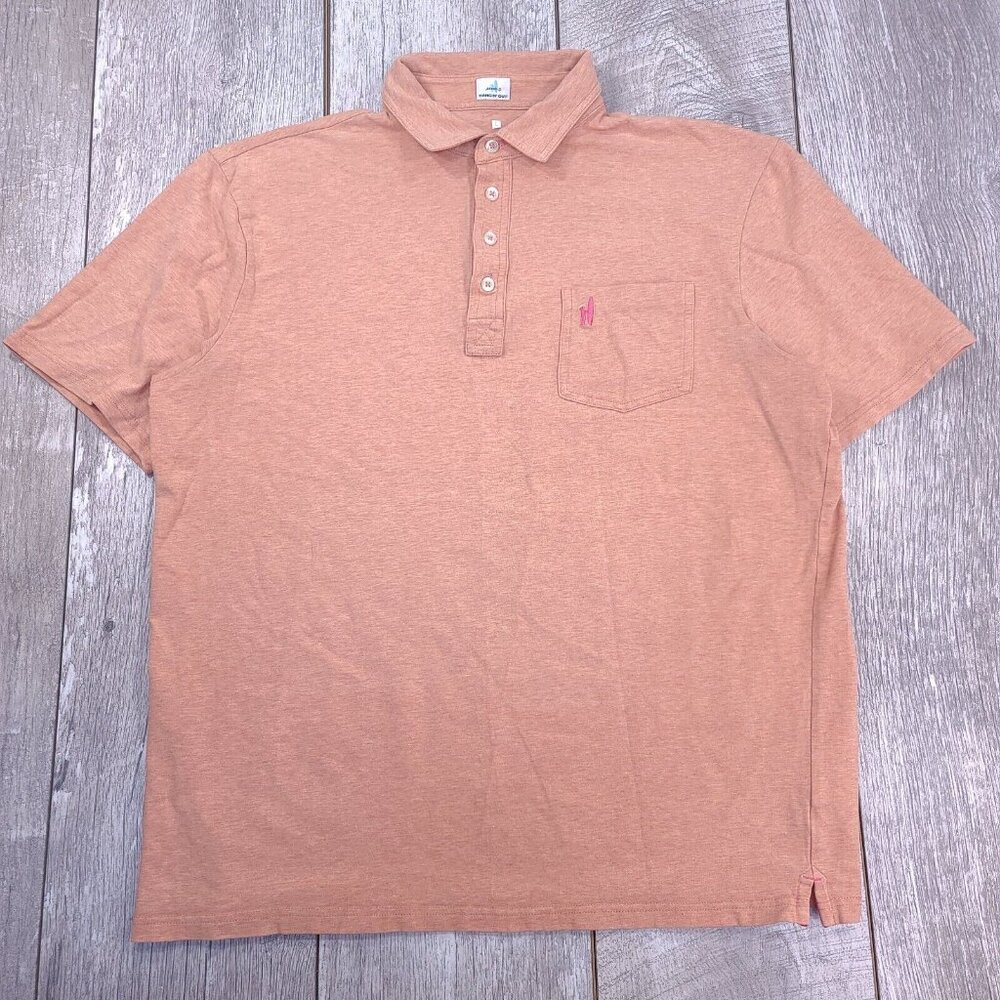 Johnnie-O Shirt Mens Large Hangin Out Orange Solid Golf Polo Performance Top